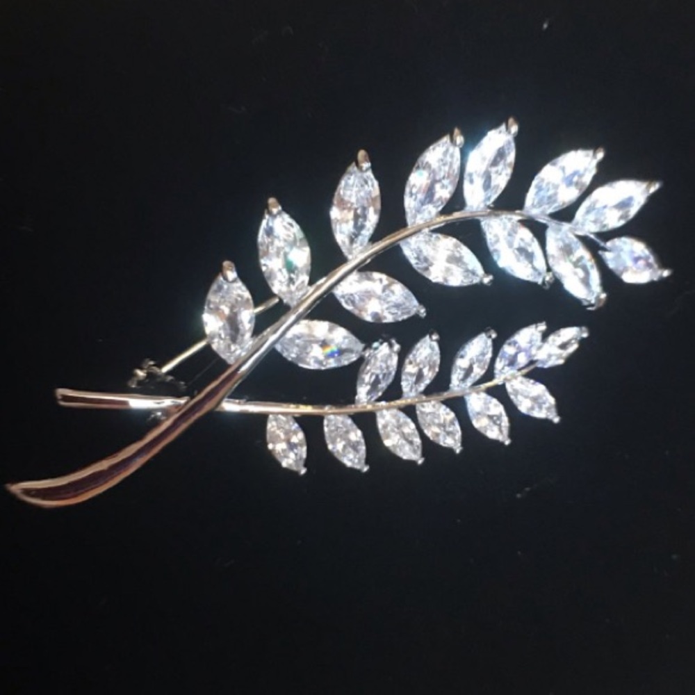 🆕White Gold Dipped Brooch 9.25TCW 2.5" - Picture 4 of 8